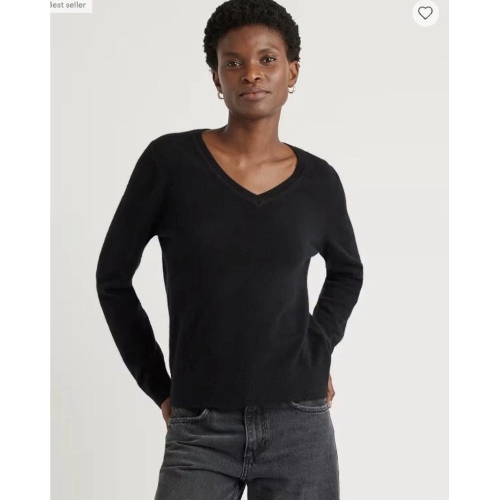 QUINCE 100% Sz L LUX Mongolian Cashmere V-Neck Sweater NWT Minimalist Classic